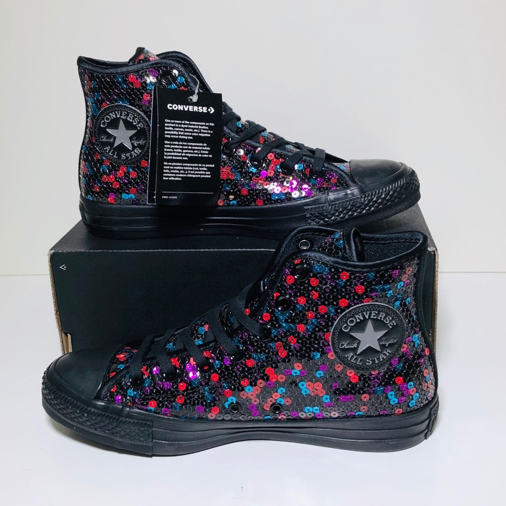 Converse CTAS Hi Sequin Black Blue Cherry